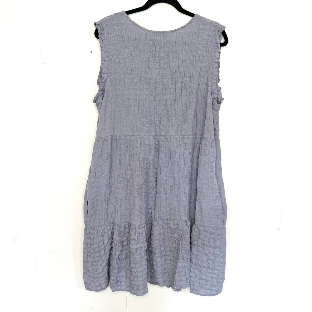 Sonoma Puckered Tiered Crinkle Stretch Sleeveless Blue Ruffle Dress Size XXL - Picture 5 of 6